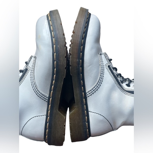White Dc Martens DOCS lace up tall combat boots double zipper 14 hole mid calf 7 - Picture 6 of 16